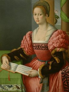 Bacchiacca (Francesco Ubertini) - Portrait of a Woman with a Book of Music
