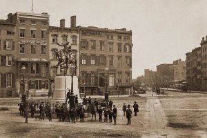 Silas A. Holmes -  14th Street with Union Square and Washington Monument, about 1855