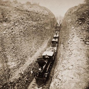 Alfred A. Hart - Bloomer Cut near Auburn, California, 800 feet long and 63 feet high, 1866-1869