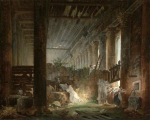 Hubert Robert - A Hermit Praying in the Ruins of a Roman Temple