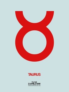 NAXART Studio - Taurus Zodiac Sign Red