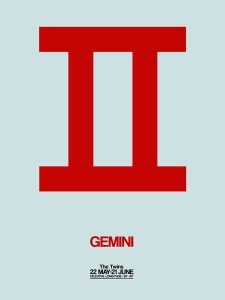 NAXART Studio - Gemini Zodiac Sign Red