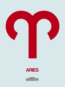 NAXART Studio - Aries Zodiac Sign Red