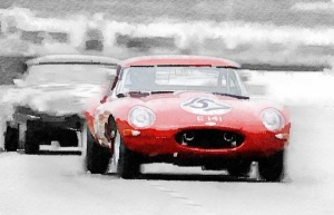 NAXART Studio - Jaguar E-Type Racing Watercolor