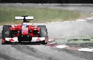 NAXART Studio - Ferrari F1 on Track Watercolor