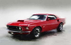 NAXART Studio - 1969 Ford Mustang Watercolor