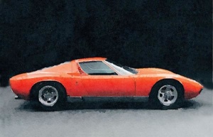 NAXART Studio - 1971 Lamborghini Miura P400 S Watercolor