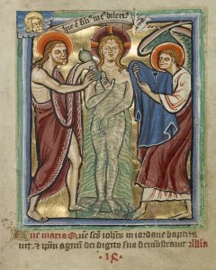 Unknown 12th Century English Illuminator - The Baptism of Christ