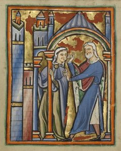 Unknown 12th Century English Illuminator - The Meeting at the Golden Gate