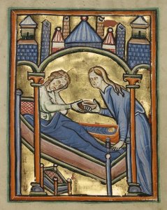 Unknown 12th Century English Illuminator - The Birth of the Virgin