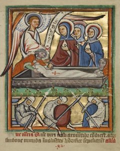 Unknown 12th Century English Illuminator - The Three Maries at the Sepulchre