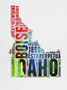 NAXART Studio - Idaho Watercolor Word Cloud