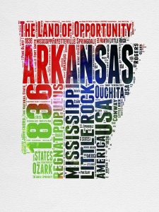 NAXART Studio - Arkansas Watercolor Word Cloud