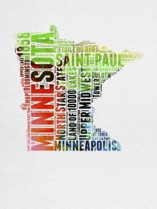 NAXART Studio - Minnesota Watercolor Word Cloud