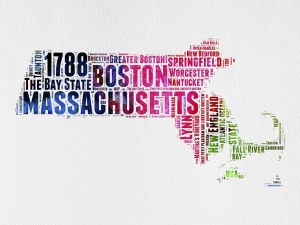 NAXART Studio - Massachusetts Watercolor Word Cloud