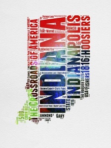 NAXART Studio - Indiana Watercolor Word Cloud