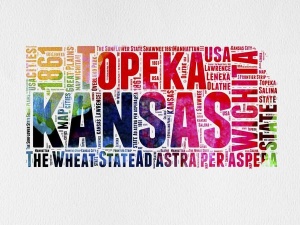 NAXART Studio - Kansas Watercolor Word Cloud