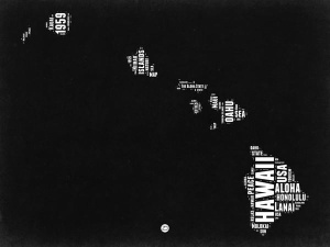 NAXART Studio - Hawaii Black and White Map