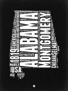 NAXART Studio - Alabama Black and White Map