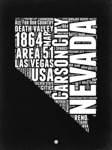 NAXART Studio - Nevada Black and White Map