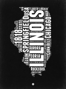 NAXART Studio - Illinois Black and White Map