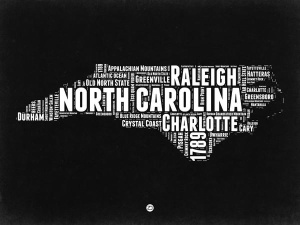 NAXART Studio - North Carolina Black and White Map