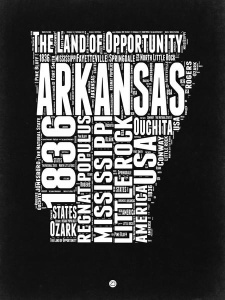 NAXART Studio - Arkansas Black and White Map