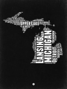 NAXART Studio - Michigan Black and White Map