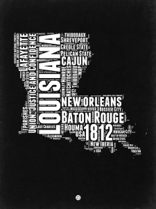 NAXART Studio - Louisiana Black and White Map