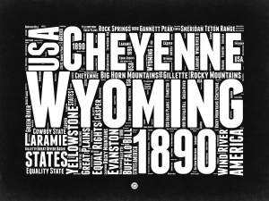 NAXART Studio - Wyoming Black and White Map