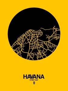 NAXART Studio - Havana Street Map Yellow