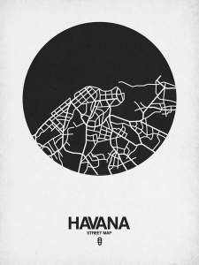 NAXART Studio - Havana Street Map Black on White