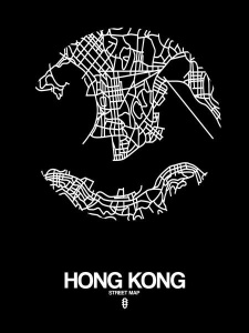 NAXART Studio - Hong Kong Street Map Black