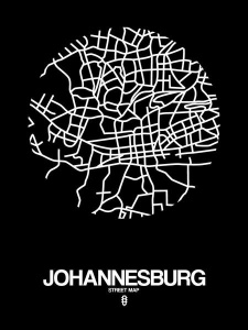NAXART Studio - Johannesburg Street Map Black