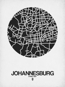 NAXART Studio - Johannesburg Street Map Black on White