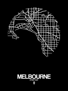 NAXART Studio - Melbourne Street Map Black