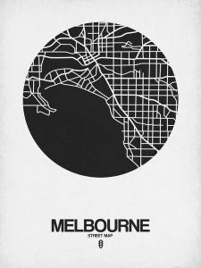 NAXART Studio - Melbourne Street Map Black on White
