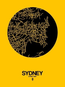 NAXART Studio - Sydney Street Map Yellow