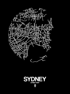 NAXART Studio - Sydney Street Map Black