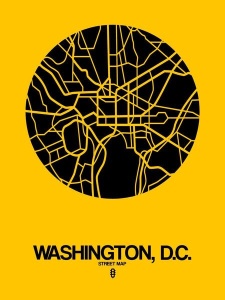 NAXART Studio - Washington,D.C.  Street Map Yellow