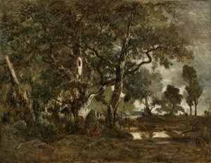 Theodore Rousseau - Forest of Fontainebleau, Cluster of Tall Trees Overlooking the Plain of Clair-Bois at the Edge of Bas-Breau