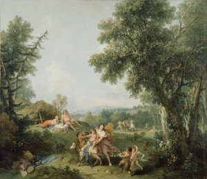Francesco Zuccarelli - Landscape with the Education of Bacchus