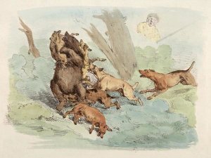 Henry Thomas Alken - Hunting Dogs Attacking A Bear, 1817