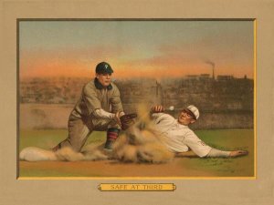 American Tobacco Company - Safe at Third, Baseball Card