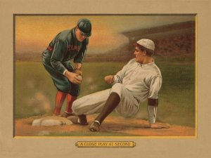 American Tobacco Company - A Close Play at Second, Baseball Card