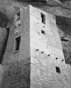 Ansel Adams - View of tower, taken from above, Cliff Palace, Mesa Verde National Park, Colorado, 1941