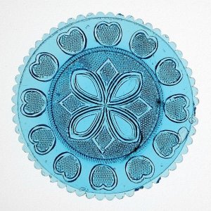 Unknown 19th Century American Glassmaker - Blue Pressed Glass Plate