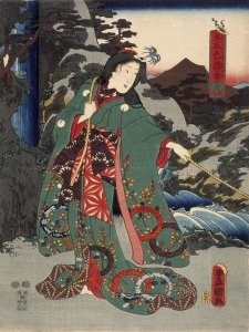 Utagawa Kunisada (Toyokuni III) - Costumes in Five Different Colors - Green (Ao)