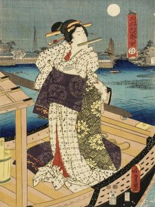 Utagawa Kunisada (Toyokuni III) - Costumes in Five Different Colors - White (Shiro)