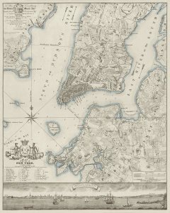 New York Common Council - Plan of the City of New York, copied from the Ratzer Map - Decorative Blue Shading